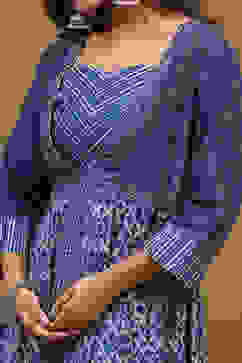 Indigo Modal Festive Anarkali Fusion Suit Set image number 1