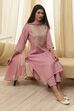 Dull Pink Embroidered Straight Suit Set image number 0