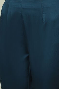 Indigo Silk Blend Straight Kurta Slim Pants Suit Set image number 2