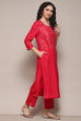 Fuchsia Rayon flax Narrow Kurta Pant Suit Set image number 5