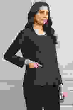 Coral & Black Polyester Embroidered Jacket image number 4