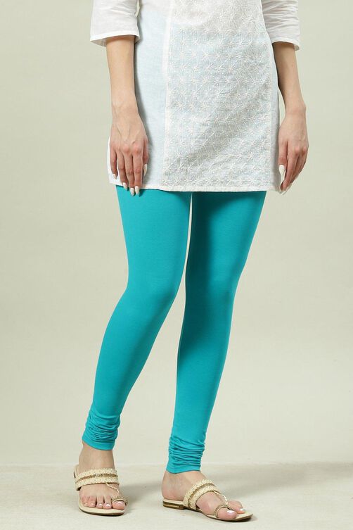 Camel Cotton Blend Solid Churidar image number 2