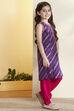 Purple Cotton Printed Straight Kurta Pants Set image number 4