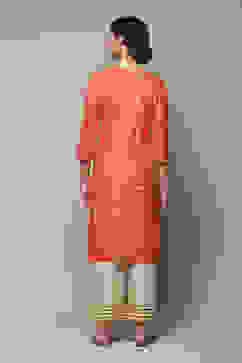 Coral Rayon Straight Kurta Palazzo Suit Set image number 4