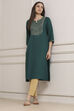 Teal Green Solid Straight Kurta image number 0