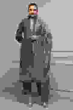 Grey Cotton Blend Woven Unstitched Suit Set image number 1