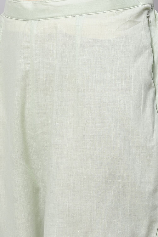 Pastel Green Cotton Blend Digital Print Unstitched Suit Set image number 3