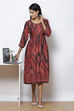 Teal LIVA Flared Printed Kurta Dress image number 0