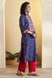 Blue Cotton Printed Straight Kurta image number 3