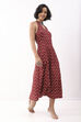 Maroon Cotton Printed A Line Dress image number 4