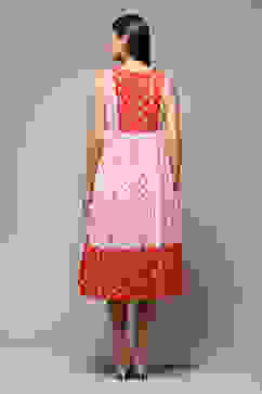 Red Cotton Tiered Dress image number 4