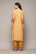 Yellow Cotton Straight Printed Kurta Slim Pant Suit Set image number 4