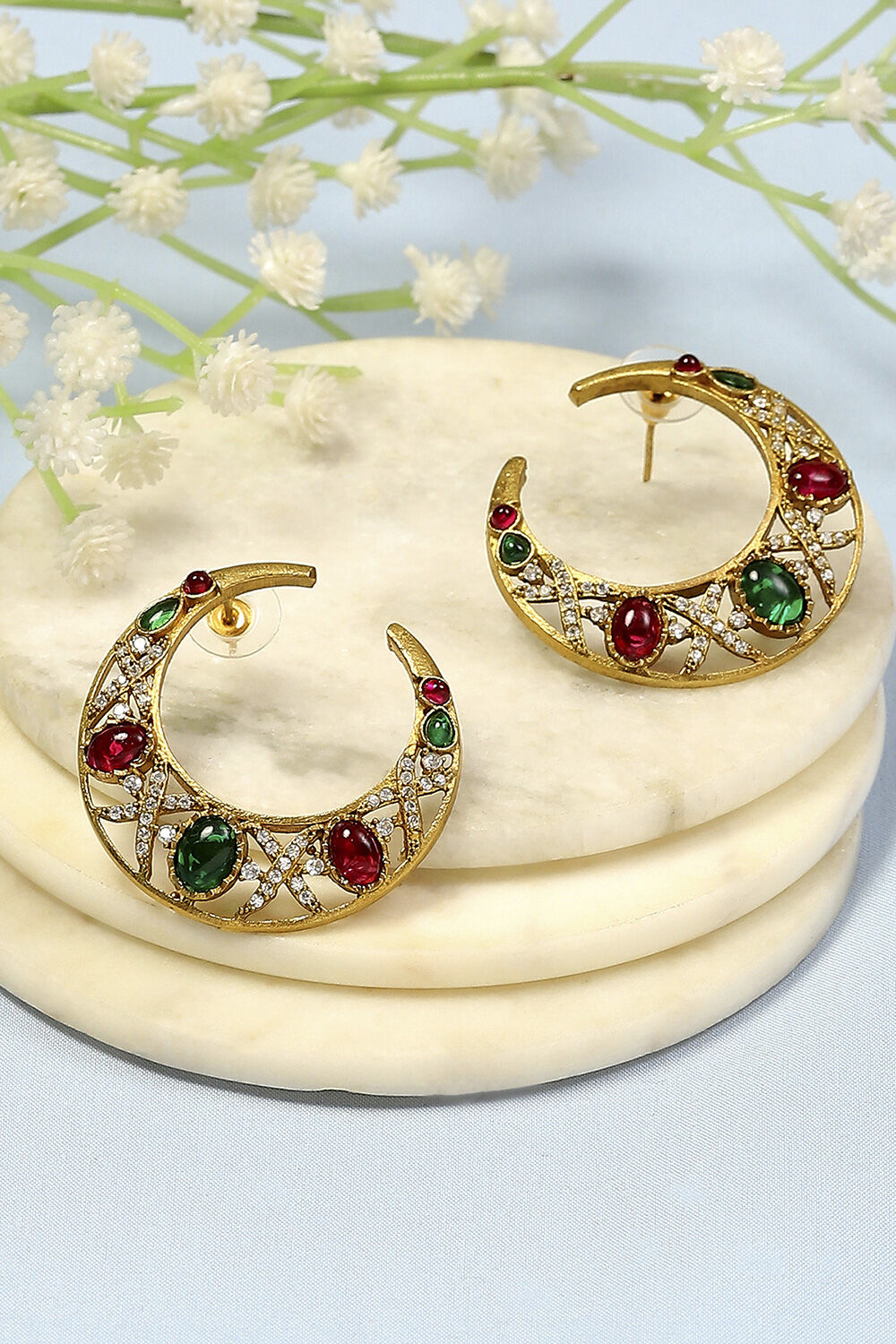 Pink Green Alloy Studs image number 0