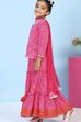 Pink Cotton Printed Straight Lehenga Set image number 3