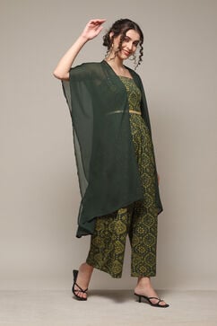 Forest Green Rayon Straight Printed Jumpsuit image number 3
