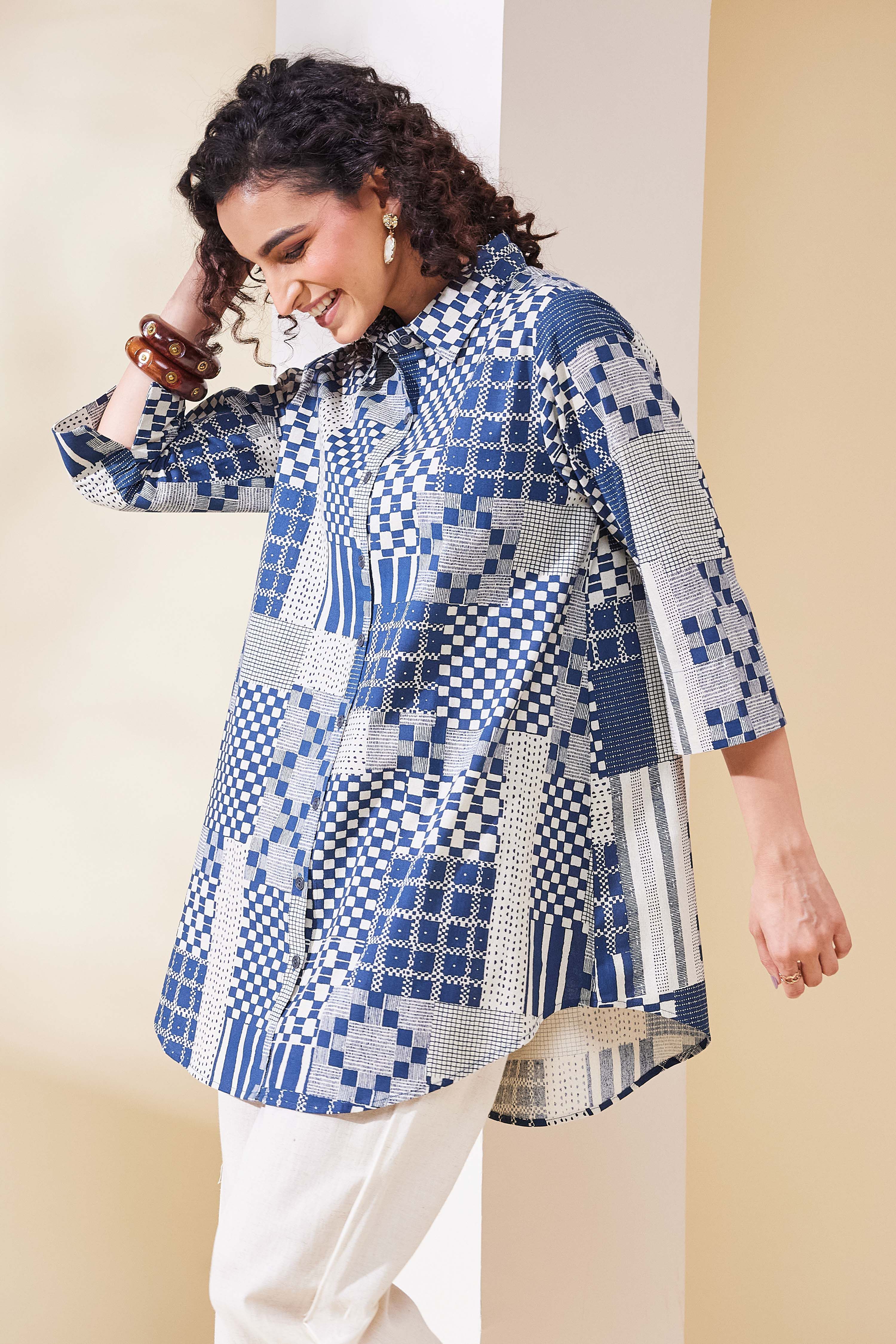 Mustard Cotton A Line Kurta image number 6