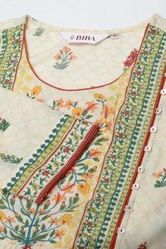 Cream Cotton Printed Kurta image number 1