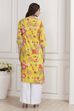 Yellow Floral Printed Straight Kurta image number 3
