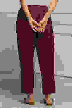 Green-Maroon Viscose Rayon Relaxed Solid Pants image number 5