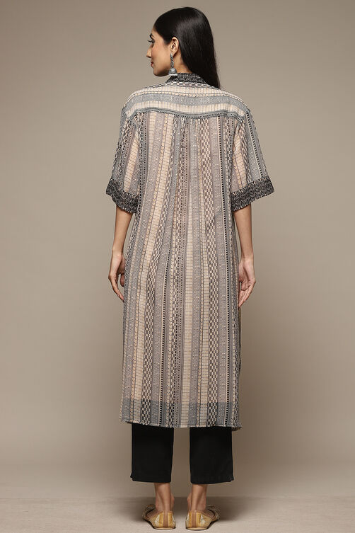 Beige & Black Cotton Blend Straight Printed Kurta image number 2