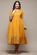 Yellow Voile Anarkali Kurta Churidar Suit Set image number 7