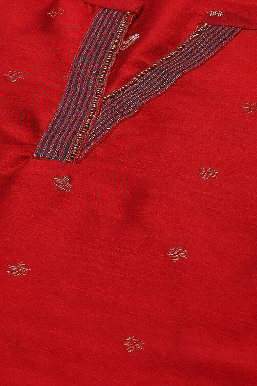Red Yard-dyed Festive Straight Kurta image number 1