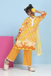 Orange Cotton Printed Straight Suit Set