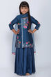Blue Cotton Silk Straight Kurta Sharara Suit Set image number 0