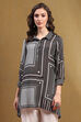 Black Viscose Blend Hand-Blocked Printed Short Kurta image number 5