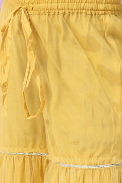Mustard Yellow Nylon Gathered Kurta Sharara Suit Set image number 2