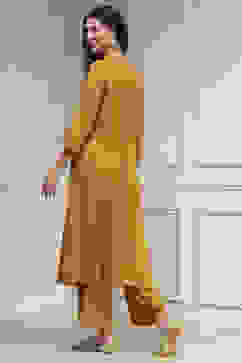 Mustard Yellow Solid A-Line Suit Set image number 4