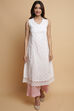 Dusky Pink Cotton Straight Kurta Palazzo Suit Set image number 7