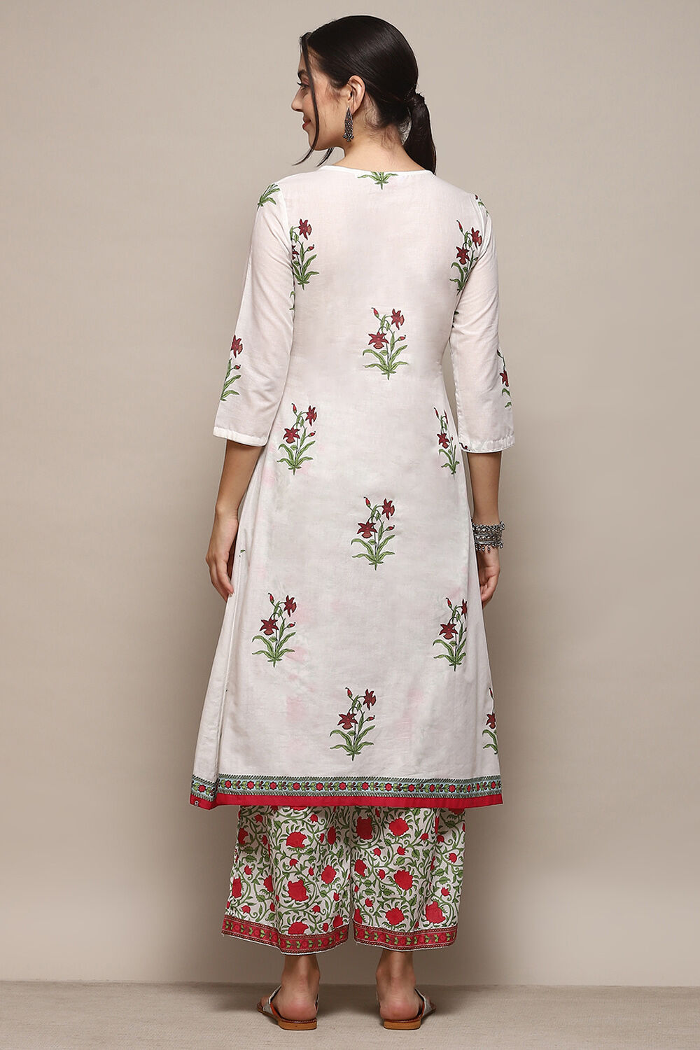 White Voile A-Line Kurta Palazzo Suit Set image number 5