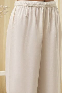 Off-White Embroidered Straight Suit Set image number 2