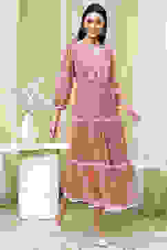 Light Pink Embroidered Tiered Dress image number 4