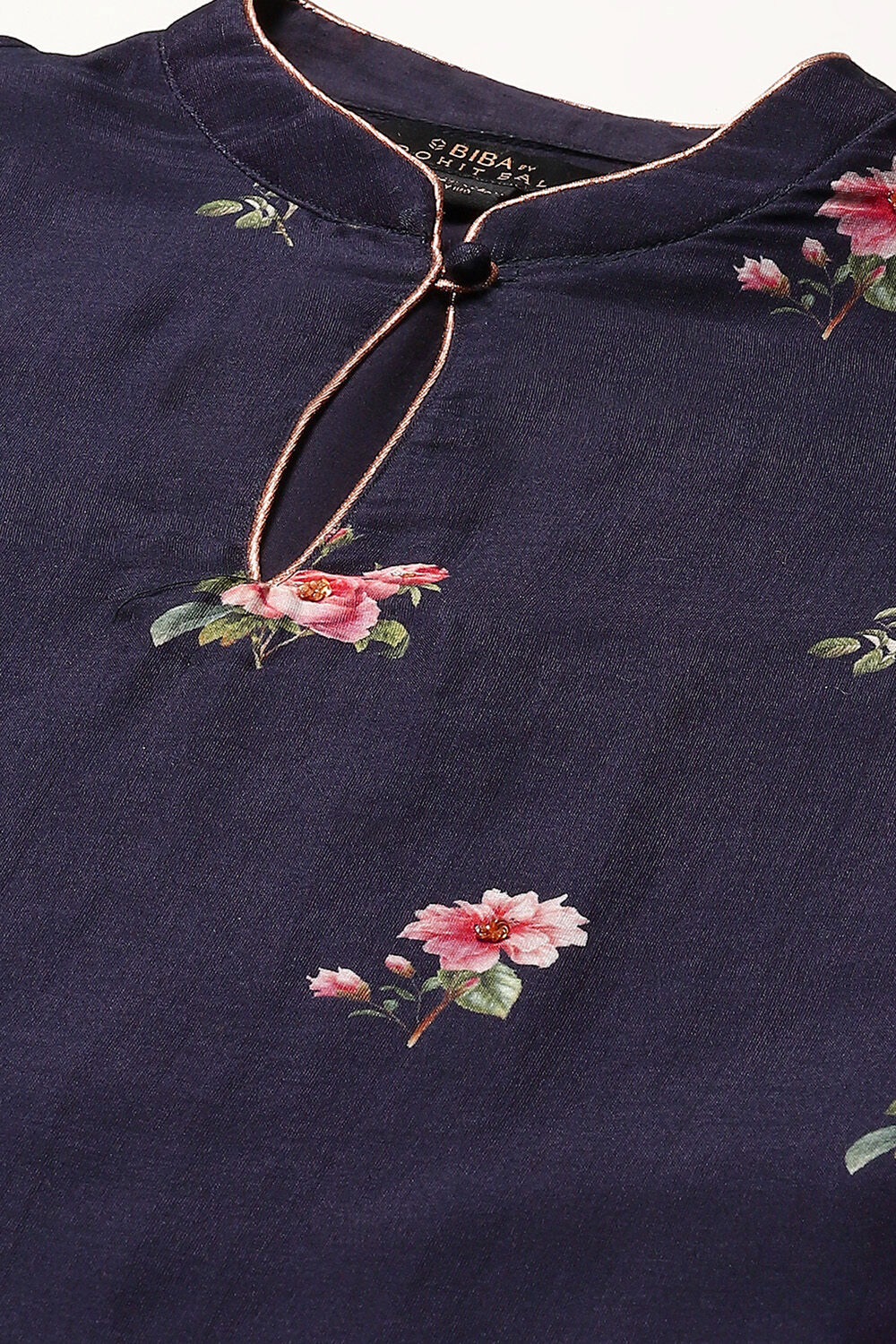Indigo Cotton Blend Straight Kurta Suit Set image number 1