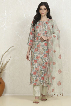 Metallic Cotton Digital Print Unstitched Suit Set image number 7
