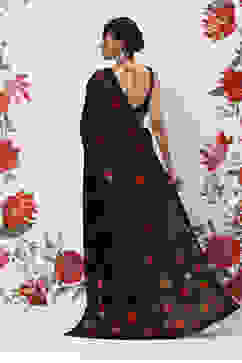 Rohit Bal Indigo Cotton Blend Saree image number 4