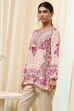 Off-White and Pink Modal Blend Straight Short Kurta image number 2