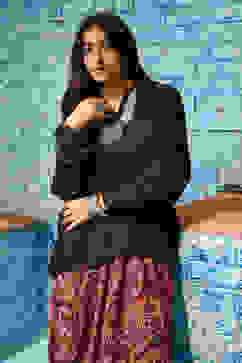 Black Rayon Asymmetric Kurta Set image number 3