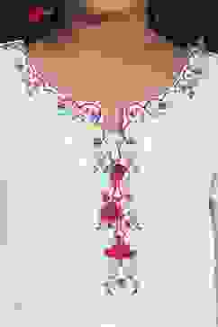 White Cotton Solid Straight Suit Set image number 1