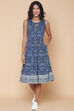 Blue Cotton Printed Kurta Dress