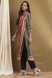 Red-Green Straight Kurta image number 2