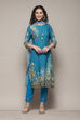 Yellow Cotton Straight Printed Kurta Slim Pant Suit Set image number 0