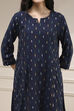 Indigo Blue Cotton Ikat Straight Kurta image number 1