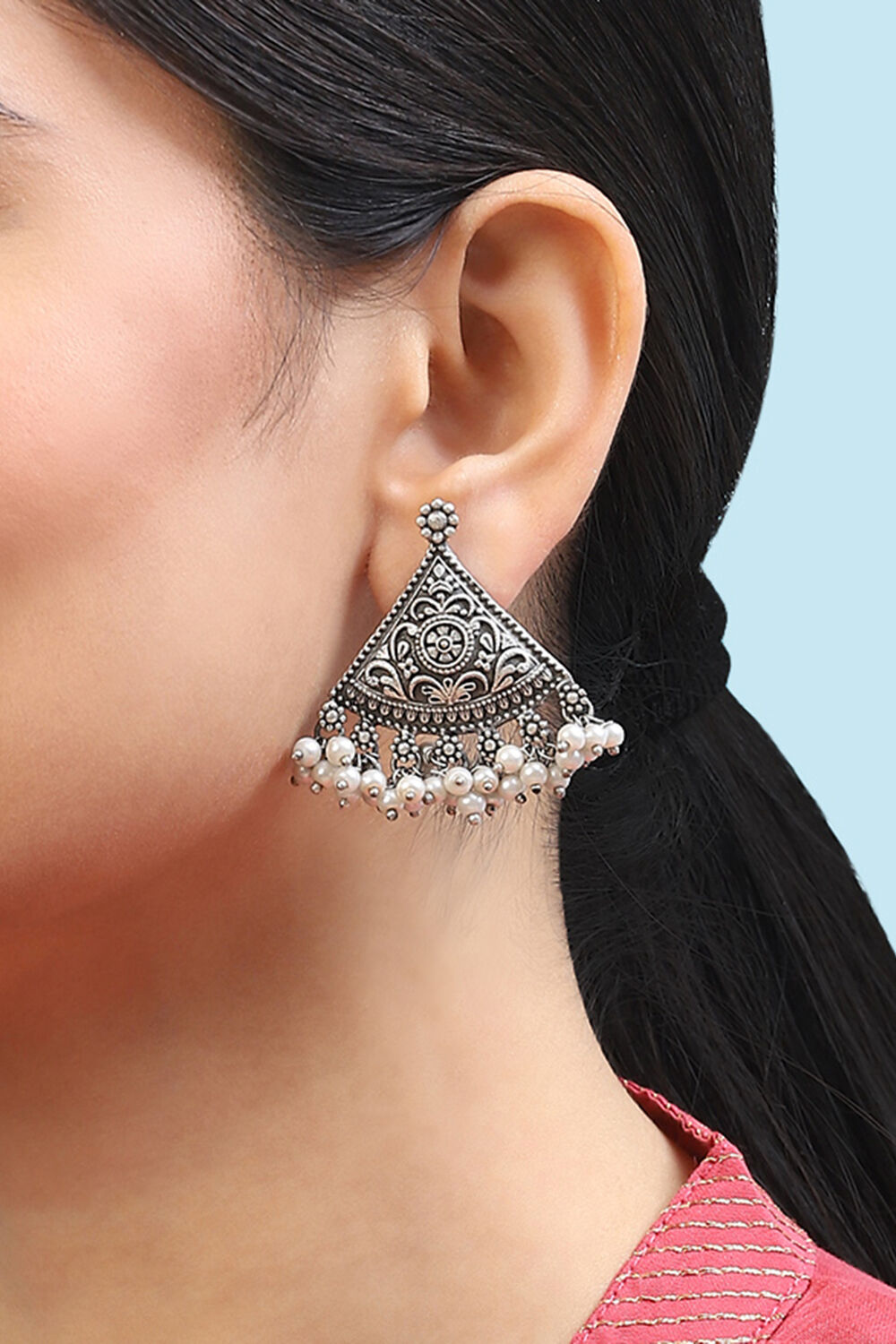 Oxidised Brass Earrings image number 1