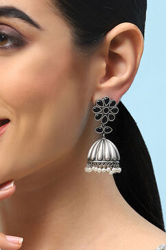 Oxidised Black Brass Earrings image number 1