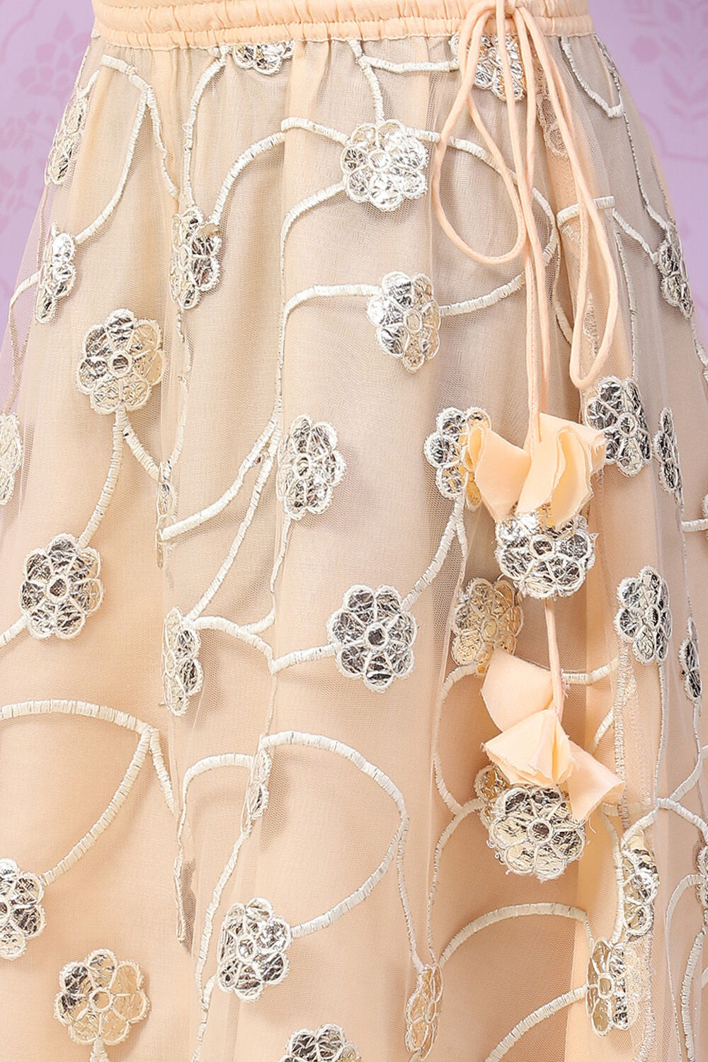 Peach Art Silk Layered Lehenga Set image number 2