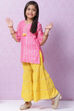 Pink Art Silk Straight Kurta Sharara Suit Set image number 0