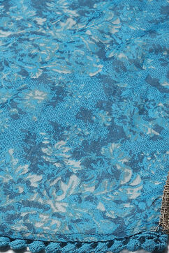 Teal Blue Cotton Flared Kurta Garara Suit Set image number 3